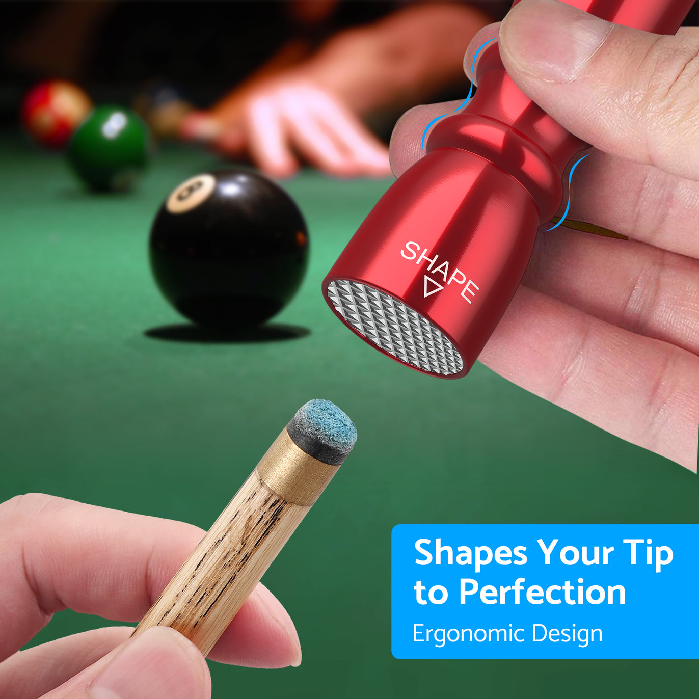 eSynic Popular Snooker Accessories Billiard Snooker Pool Cue Tip Shaper -Red