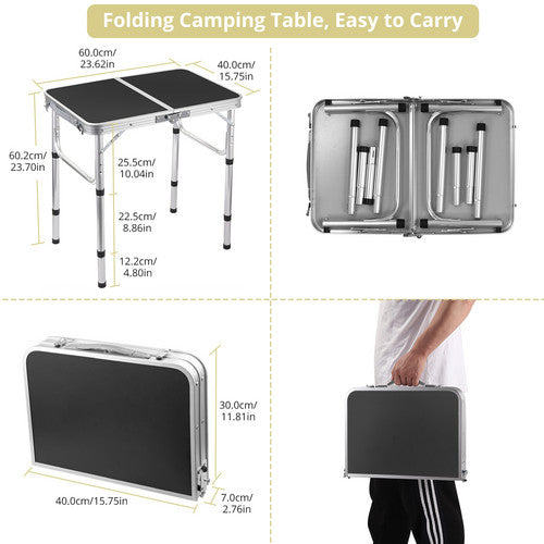 Odoland Table De Camping Pliante Réglable - Légère Avec Sac Rangement Pour Plage Et Pique-Nique