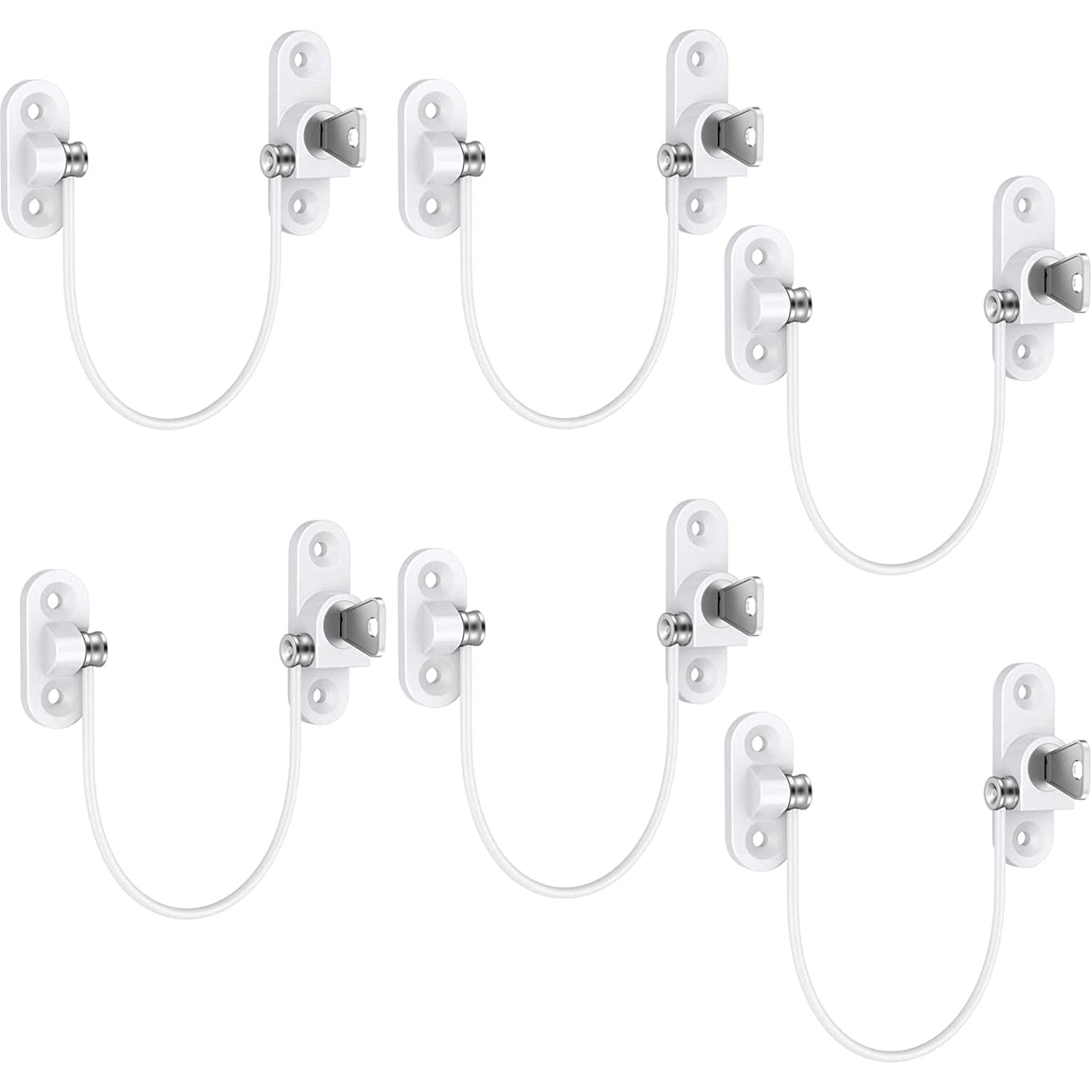 eSynic 6pcs Kids Window Restrictor Locks Window Lock UPVC - White