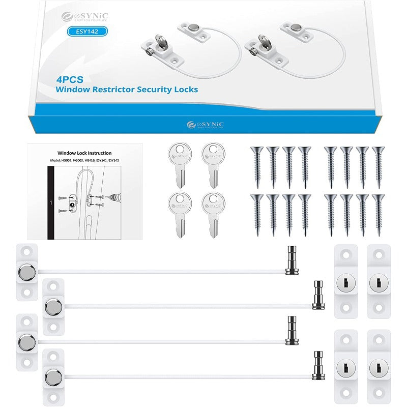 eSynic Popular 4pcs Window Restrictors for Upvc