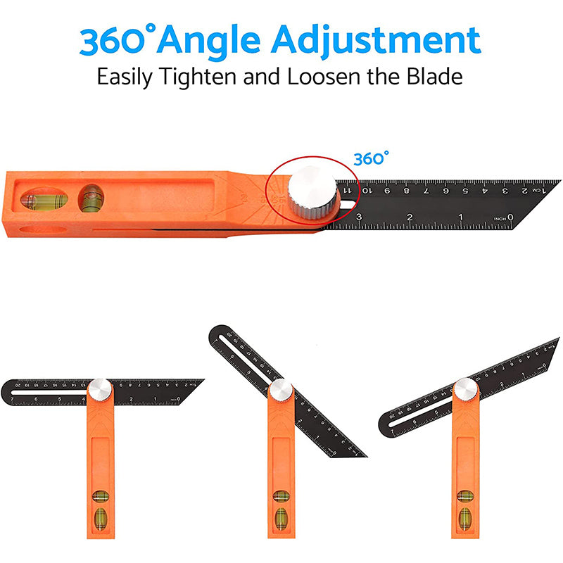 eSynic Professional 2Pcs Carpentry Squares Set 300mm Combination Square and 8-Inch Adjustable Sliding Bevel Gauge