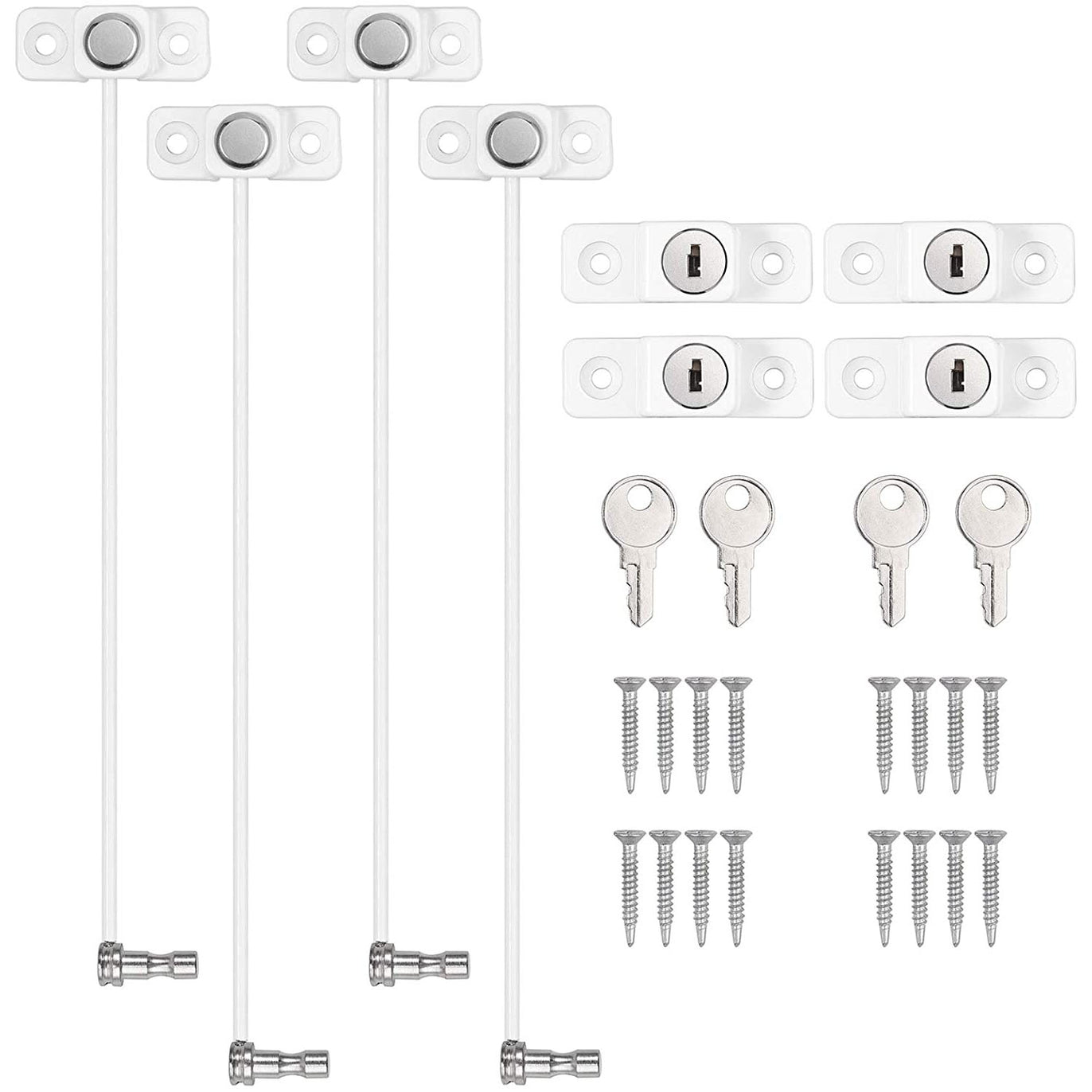 eSynic Popular 4pcs Window Restrictor Locks-White