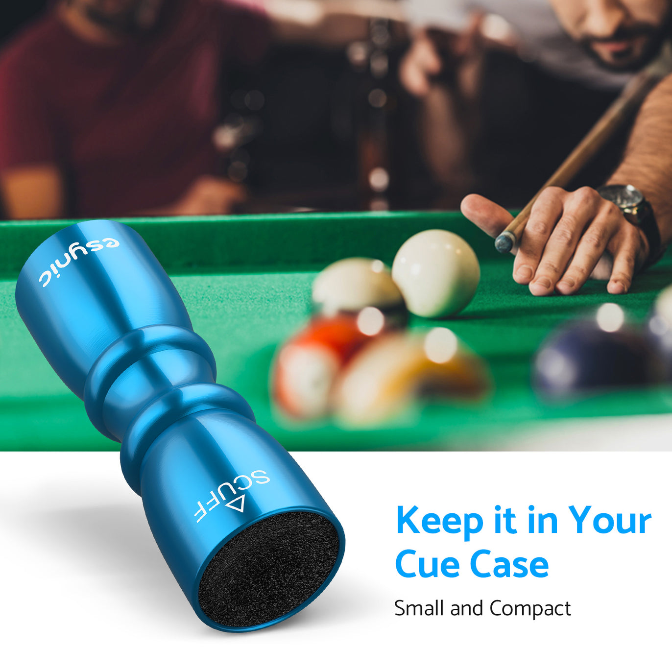 eSynic Popular Snooker Accessories Billiard Snooker Pool Cue Tip Shaper -Blue