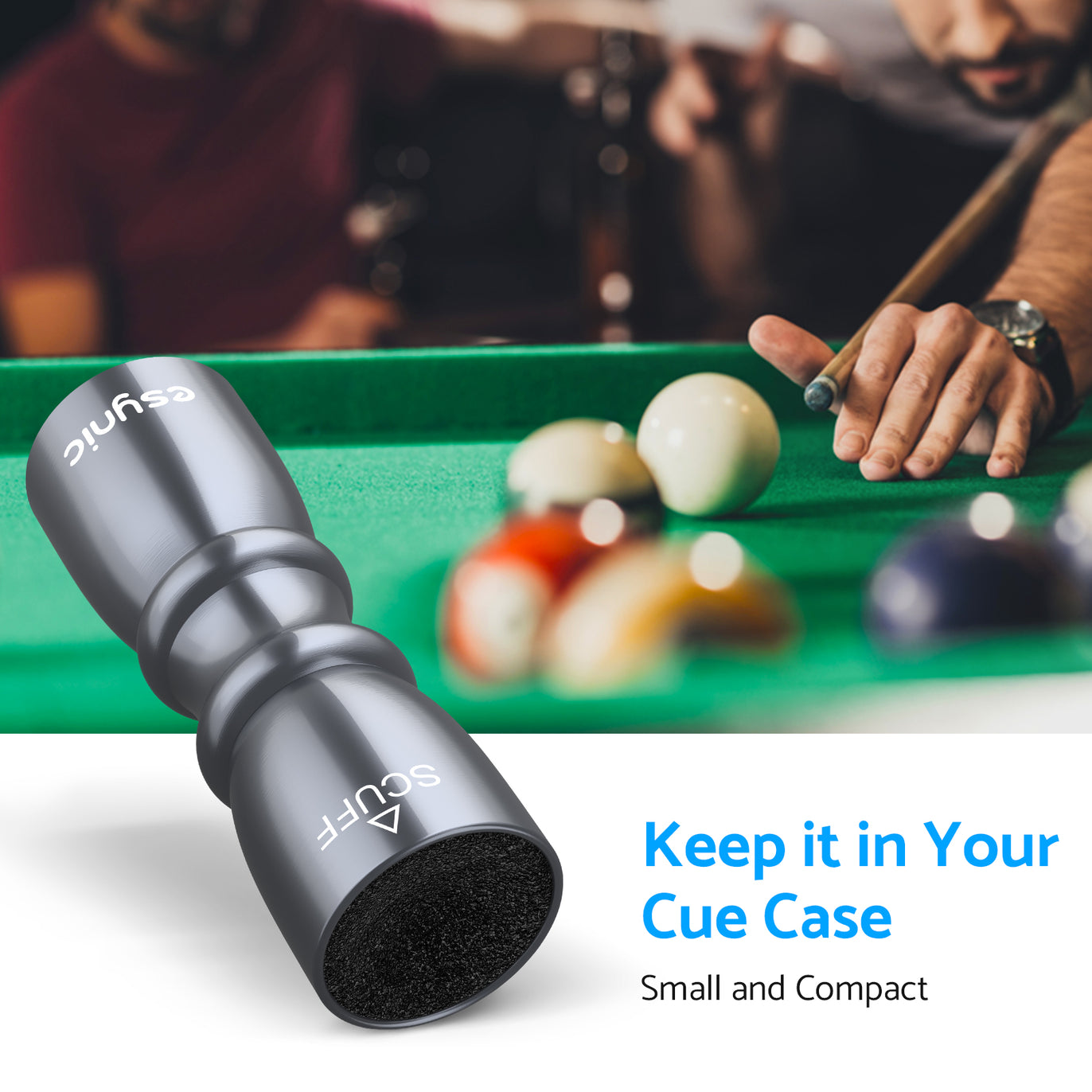 eSynic Popular Snooker Accessories Billiard Snooker Pool Cue Tip Shaper -Grey