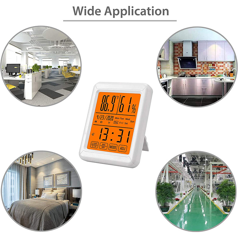 eSynic Backlight Touchable LCD Temperature Hygrometer Thermometer