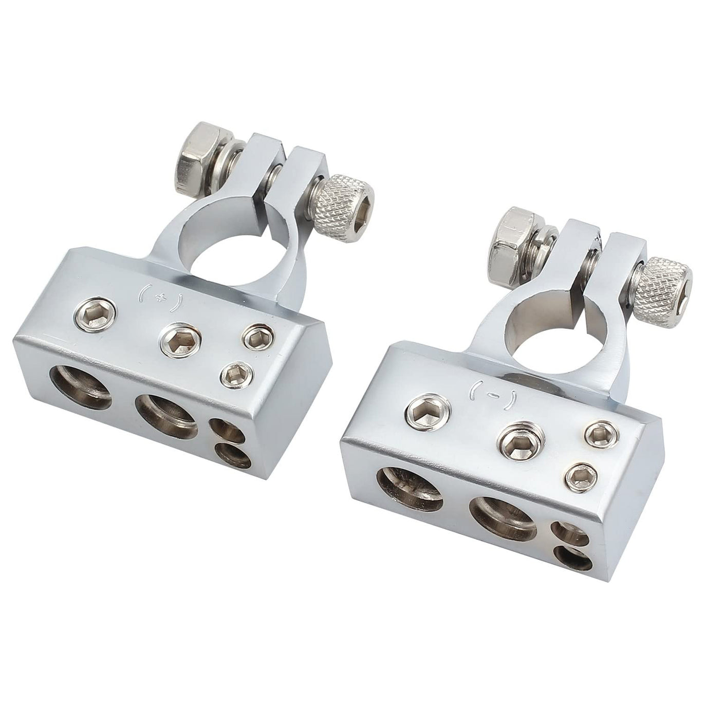 eSynic 4/8 Gauge AWG Car Battery Terminals -Silver