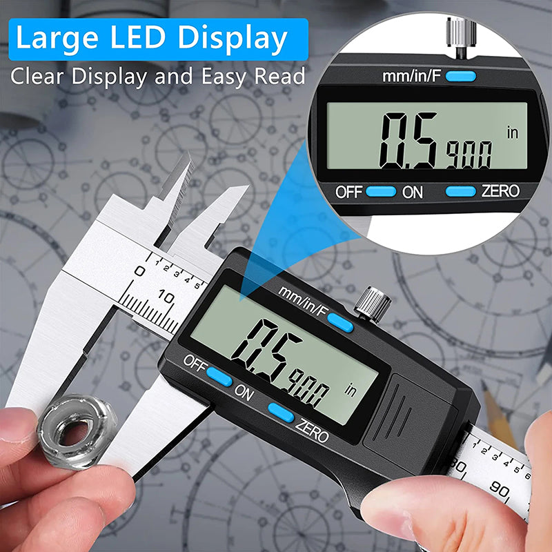 eSynic Digital Vernier Caliper with 32 Blade Feeler Gauge 150mm/6Inch