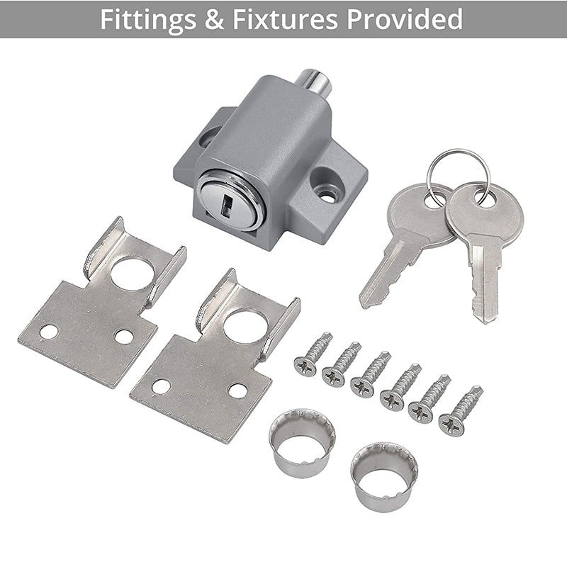 eSynic 2Pcs Sliding Door Lock Sliding Patio Door Latches Set - Silver