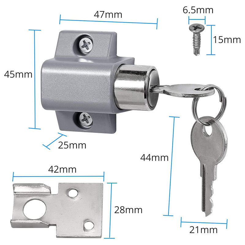 eSynic 2Pcs Sliding Door Lock Sliding Patio Door Latches Set - Silver