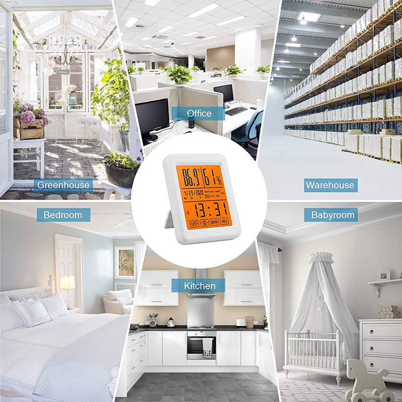 eSynic Backlight Touchable LCD Temperature Hygrometer Thermometer