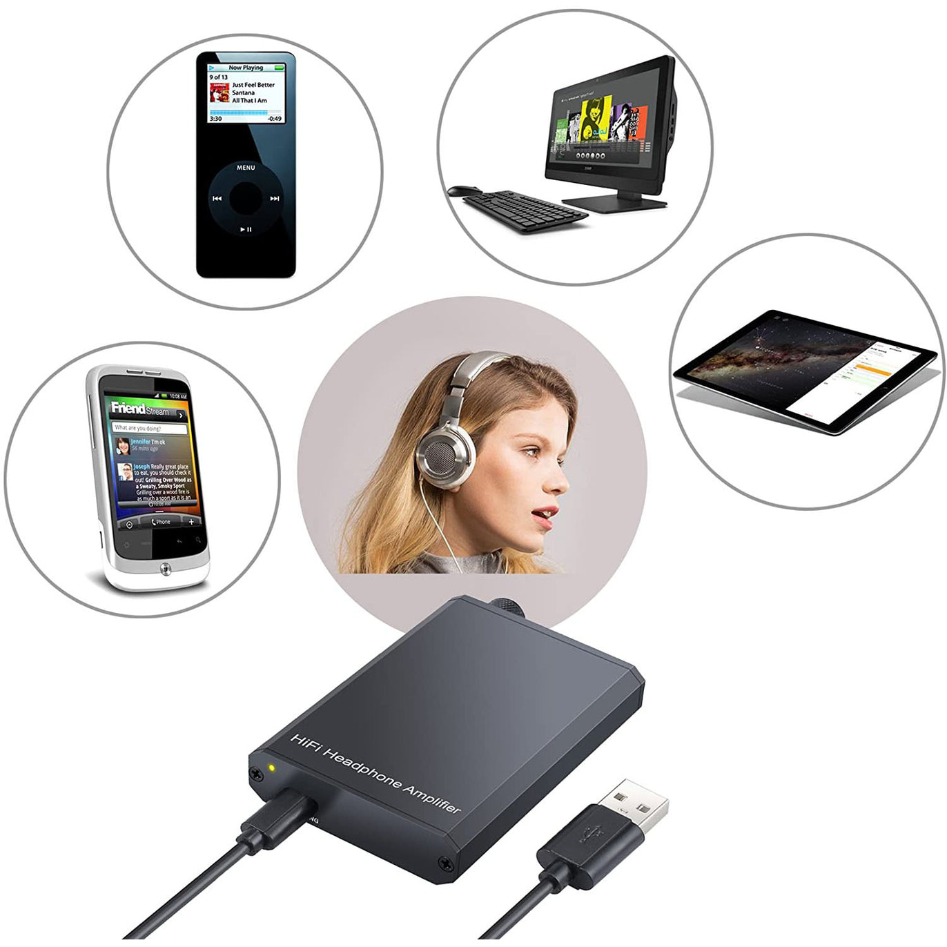 eSynic Rechargeable HiFi Headphone Amplifier Portable 3.5mm