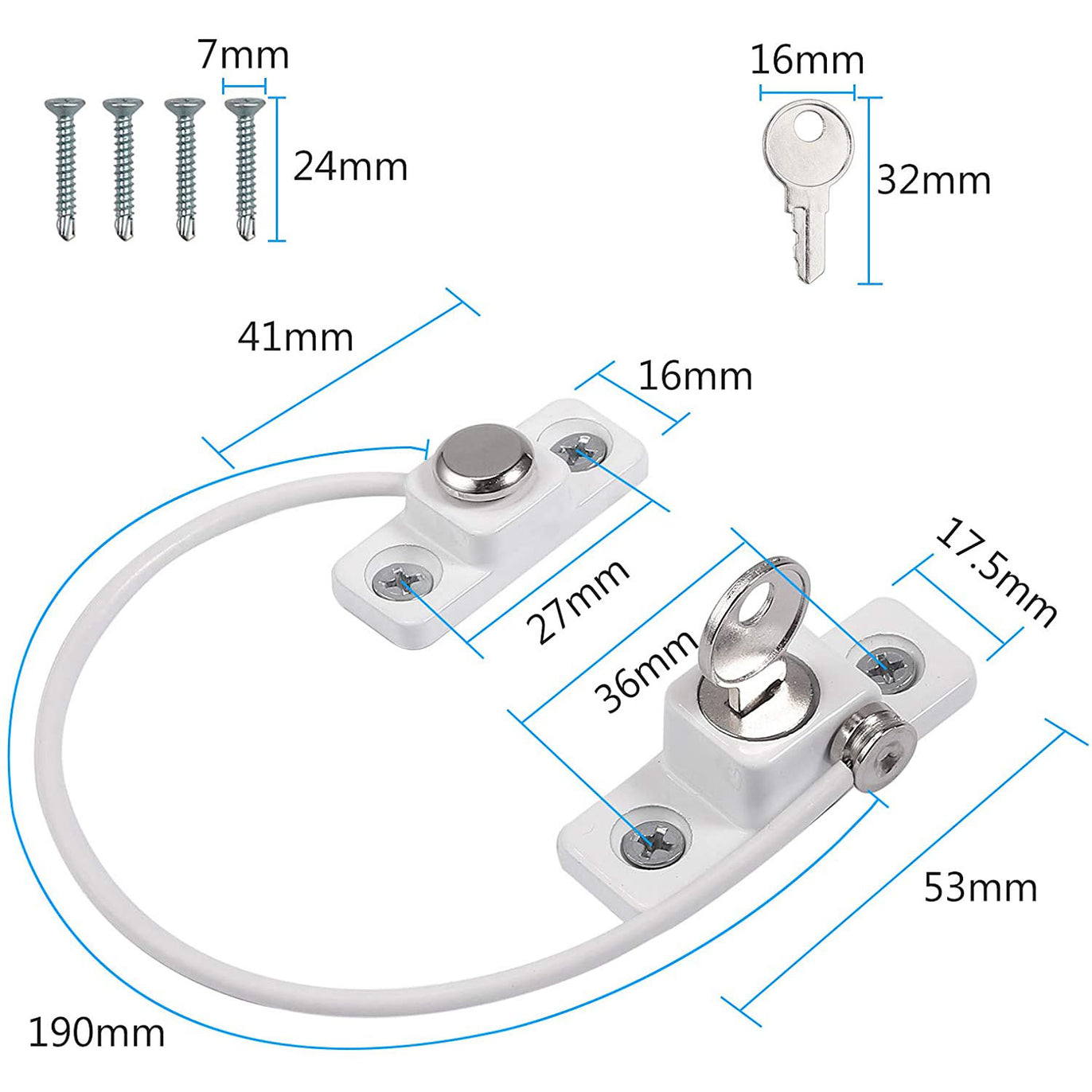 eSynic Popular 4pcs Window Restrictor Locks-White
