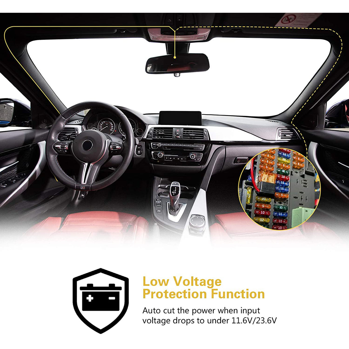 eSynic Dash Cam Hardwire Kit For Mini USB & Micro USB Dash Cam & 12V-24V Vehicles