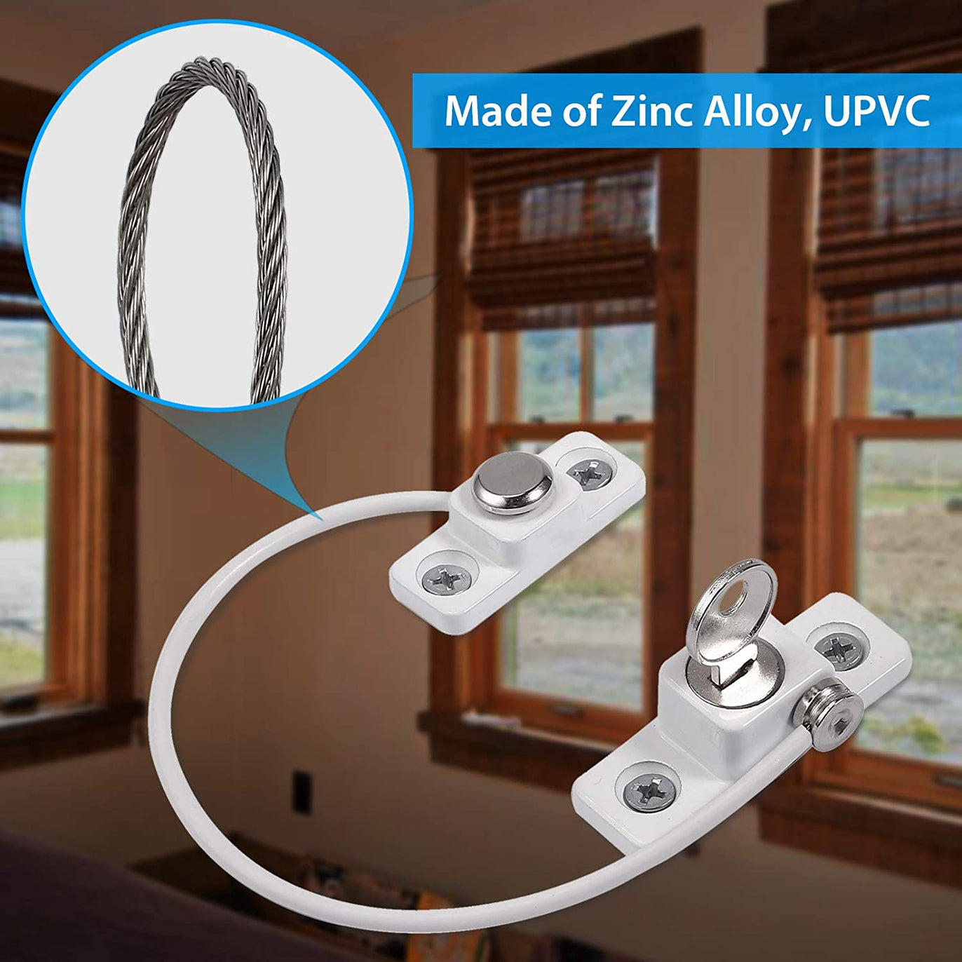 eSynic Popular 4pcs Window Restrictor Locks-White