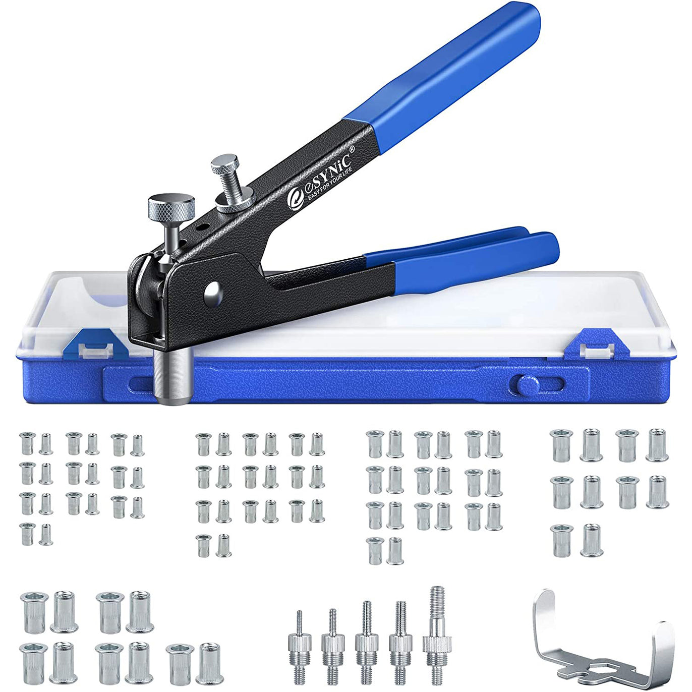 eSynic Professional 86Pcs Rivet Nut Gun Set