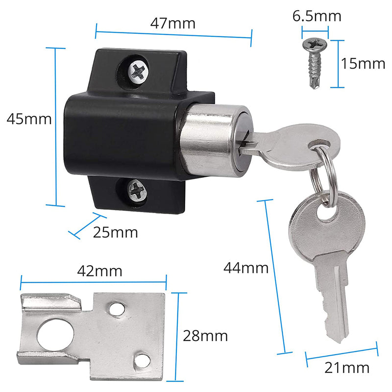 eSynic 2Pcs Sliding Patio Lock - Black