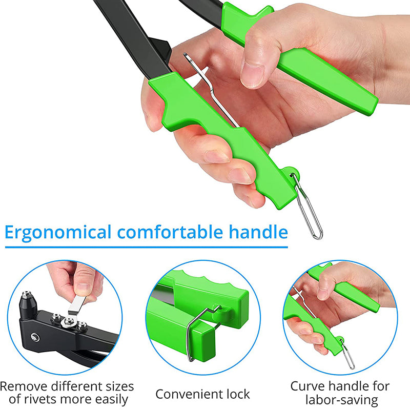 eSynic Professional Green Pop Hand Riveter Set Heavy Duty with 200pcs