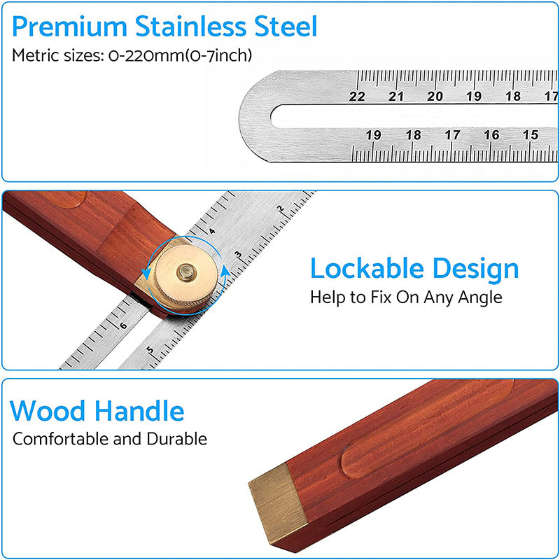 eSynic Zinc Alloy 300mm Woodworking Carpentry Square Set