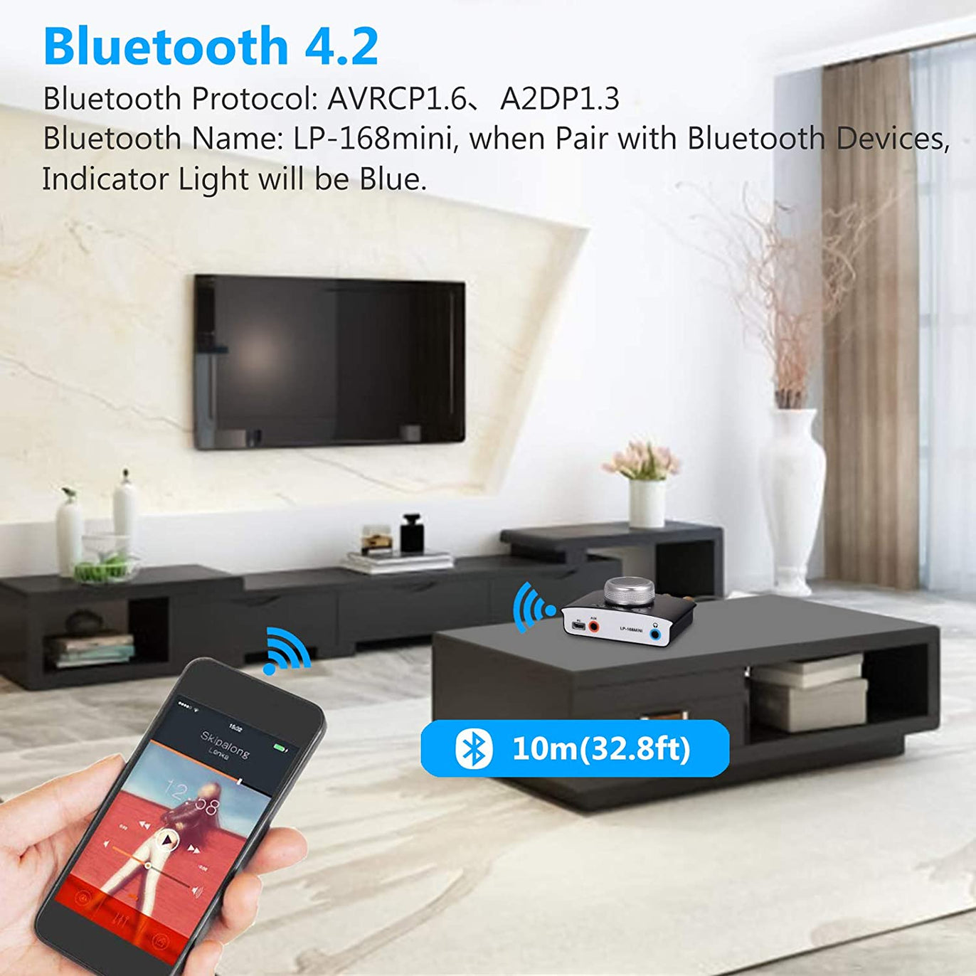 eSynic Bluetooth 4.2 50WX2 Mini Power Amplifier