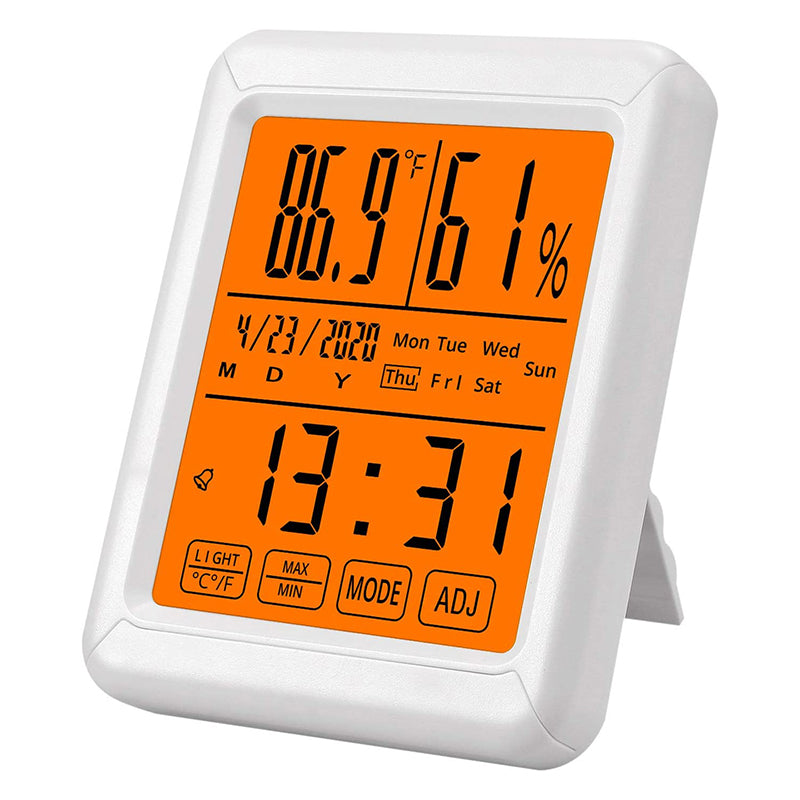 eSynic Backlight Touchable LCD Temperature Hygrometer Thermometer