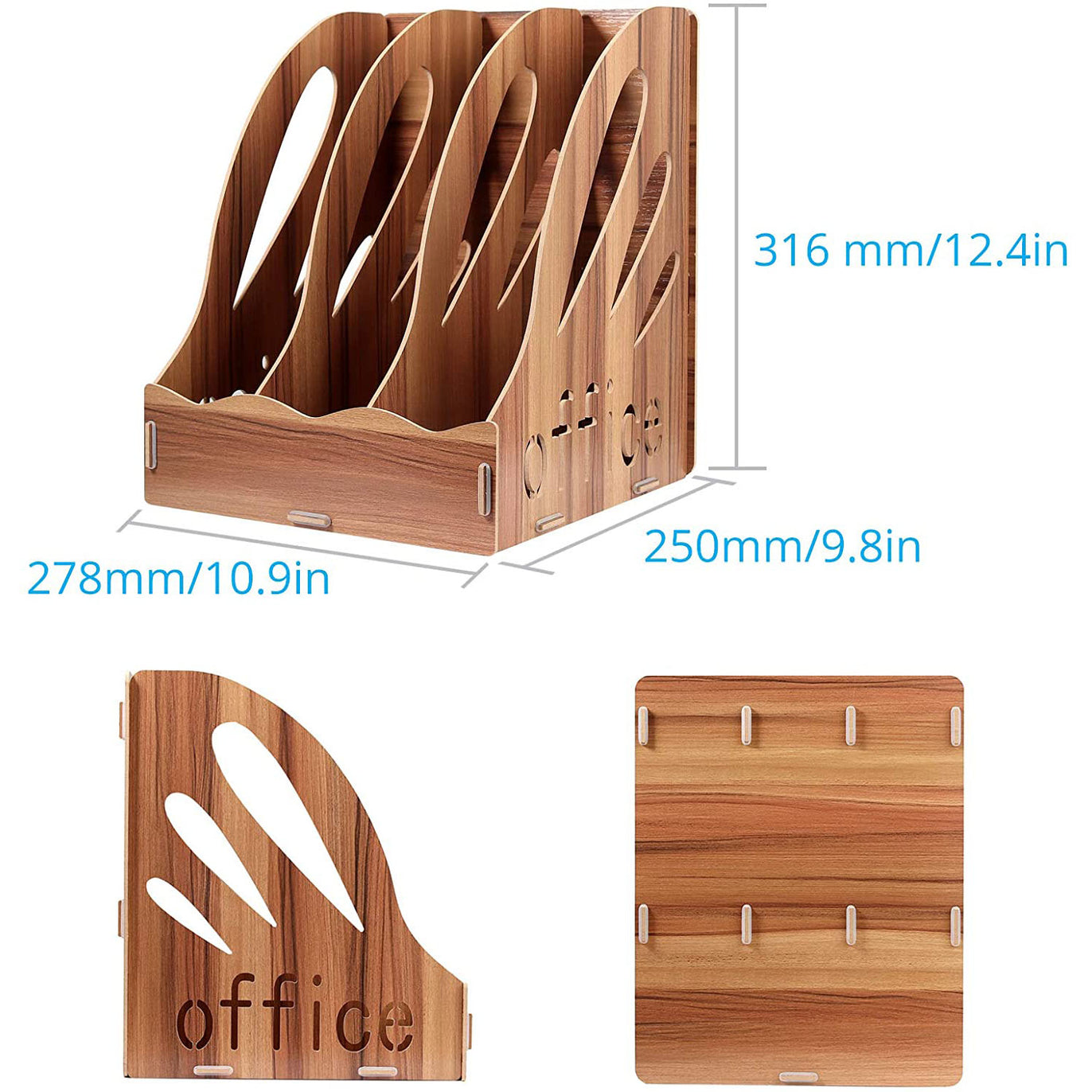 eSynic Triple Magazine Rack Files Folder