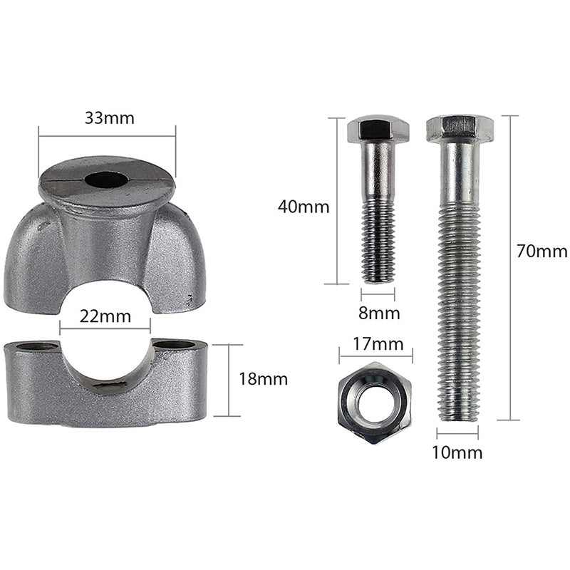 Handle Bar Risers Clamp Motorbike Handlebar Clamp -Silver