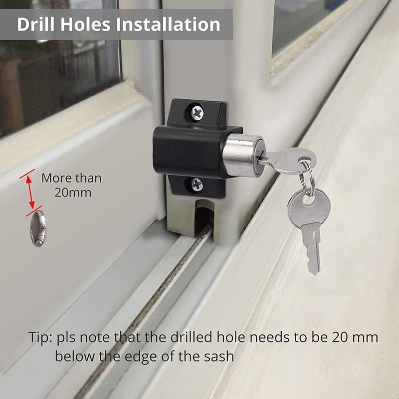 eSynic 2Pcs Sliding Patio Lock - Black