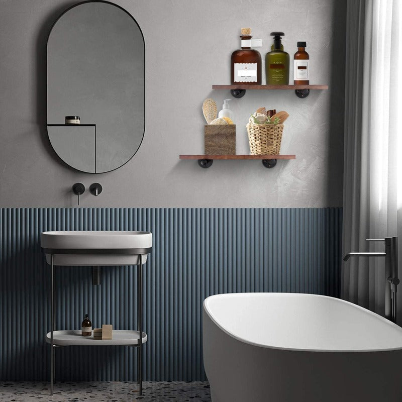 eSynic Popular 2Pcs Pipe Shelf Brackets Industrial Tube Rack Pipe Brackets