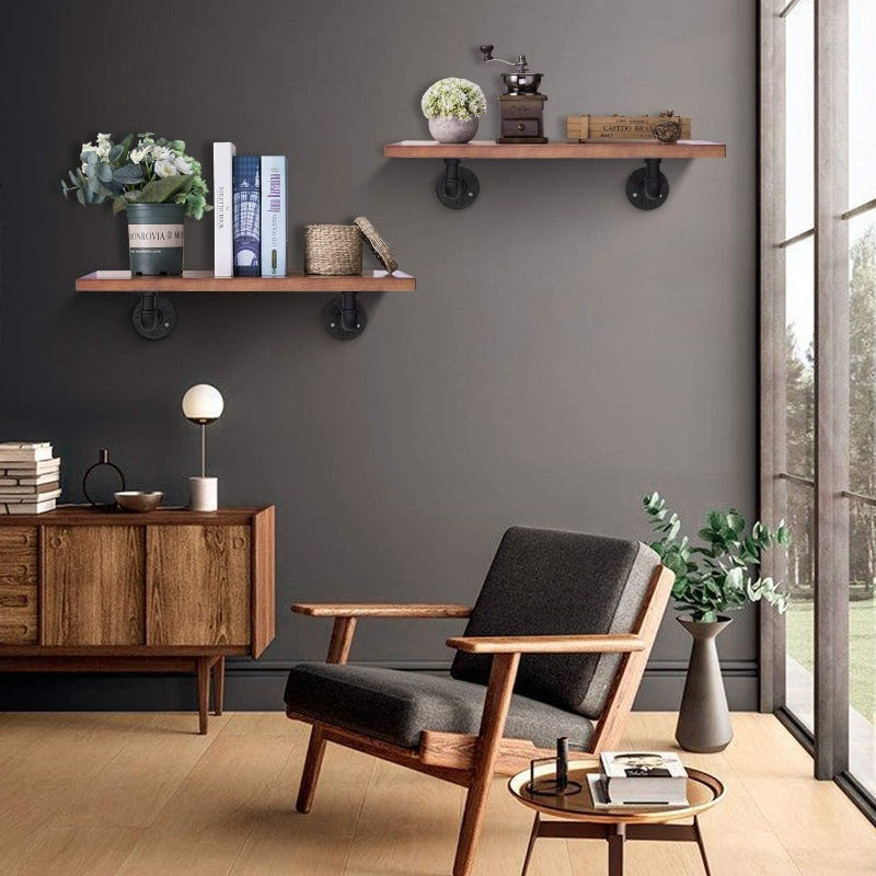 eSynic Popular 2Pcs Pipe Shelf Brackets Industrial Tube Rack Pipe Brackets