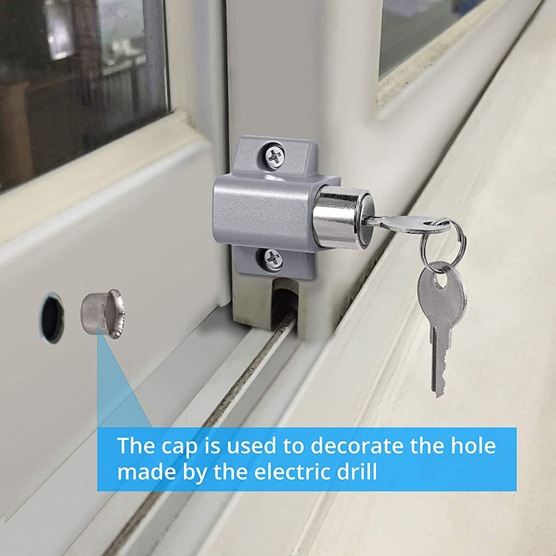 eSynic 2Pcs Sliding Door Lock Sliding Patio Door Latches Set - Silver