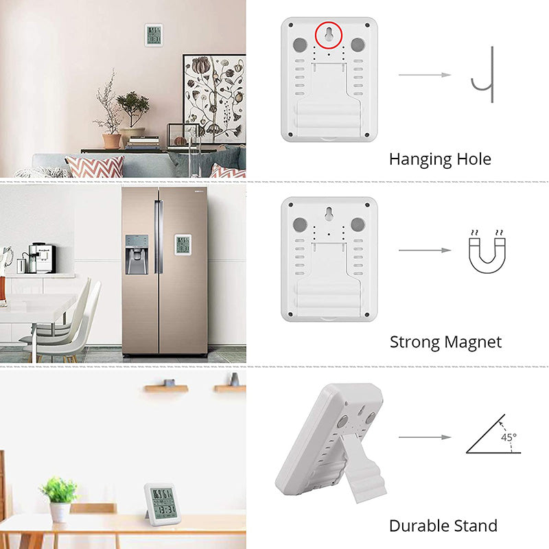 eSynic Backlight Touchable LCD Temperature Hygrometer Thermometer