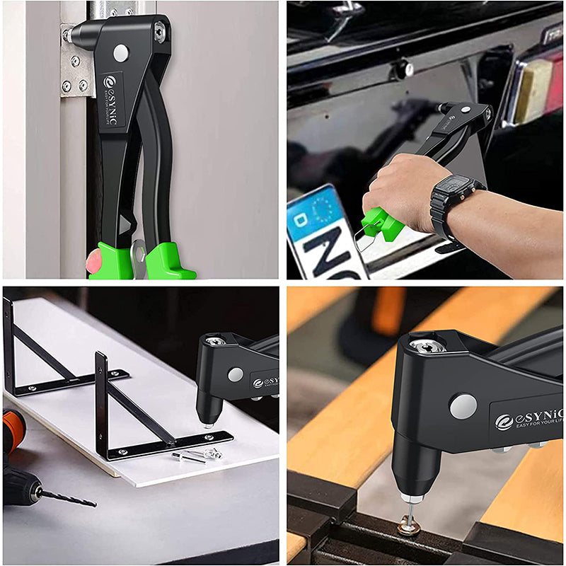 eSynic Professional Green Pop Hand Riveter Set Heavy Duty with 200pcs