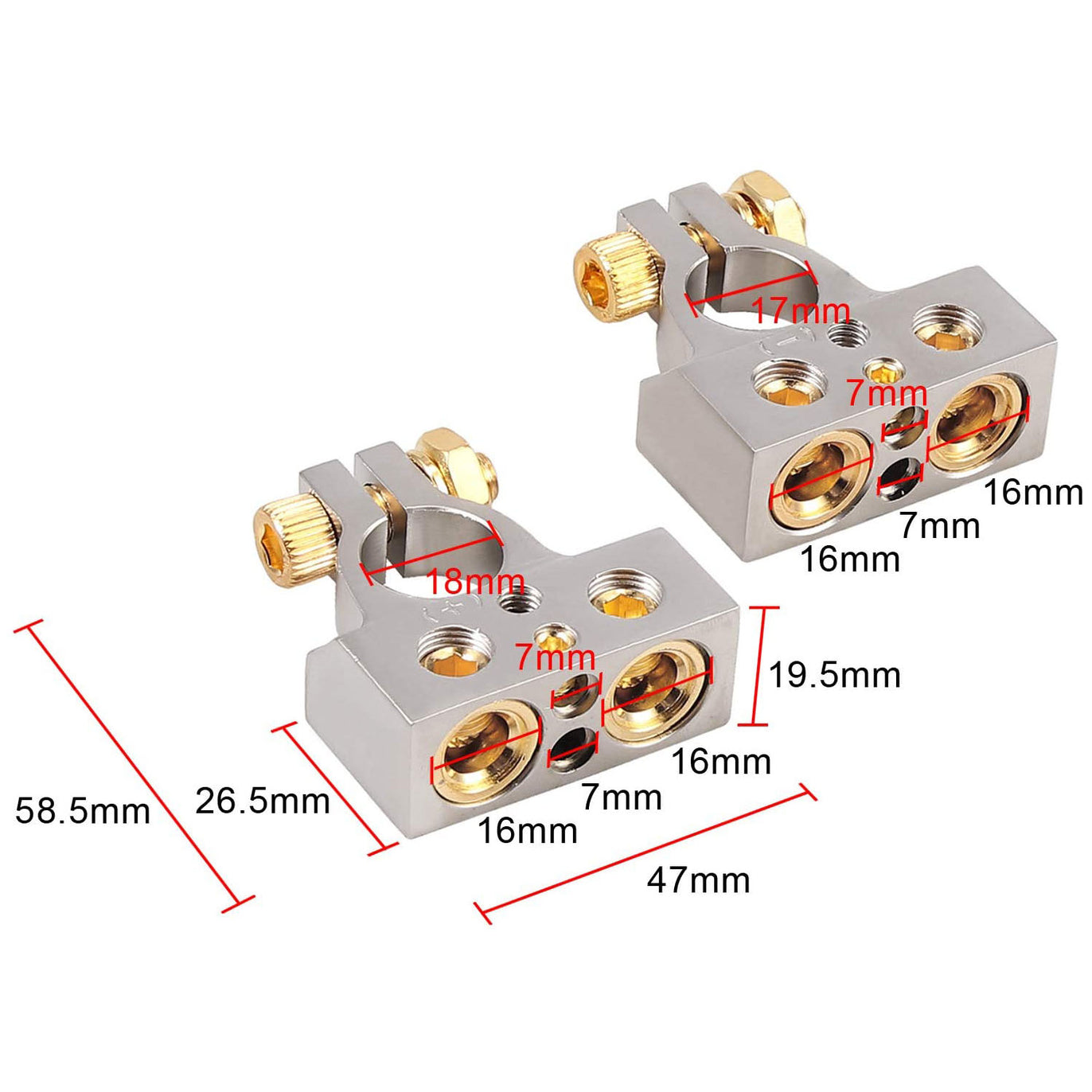 eSynic 2PCs Waterproof Car Battery Terminals