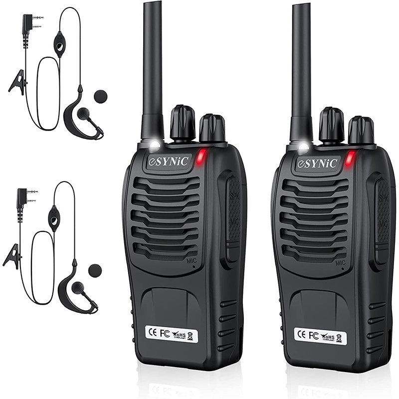 eSynic 2Pcs Professional Adult Walkie Talkies Portable 2 Way Radio Long Range Support 16 Channel VOX