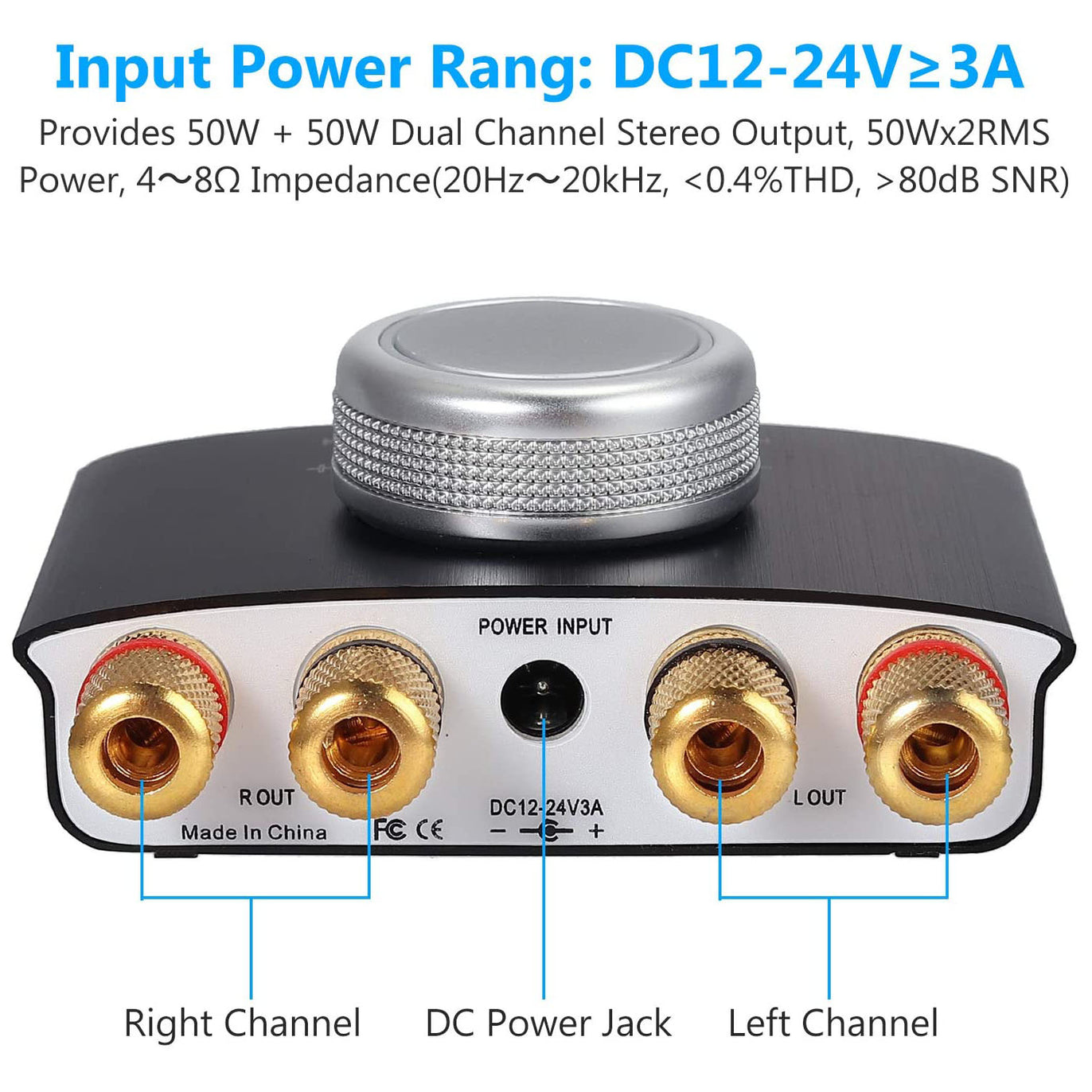 eSynic Bluetooth 4.2 50WX2 Mini Power Amplifier