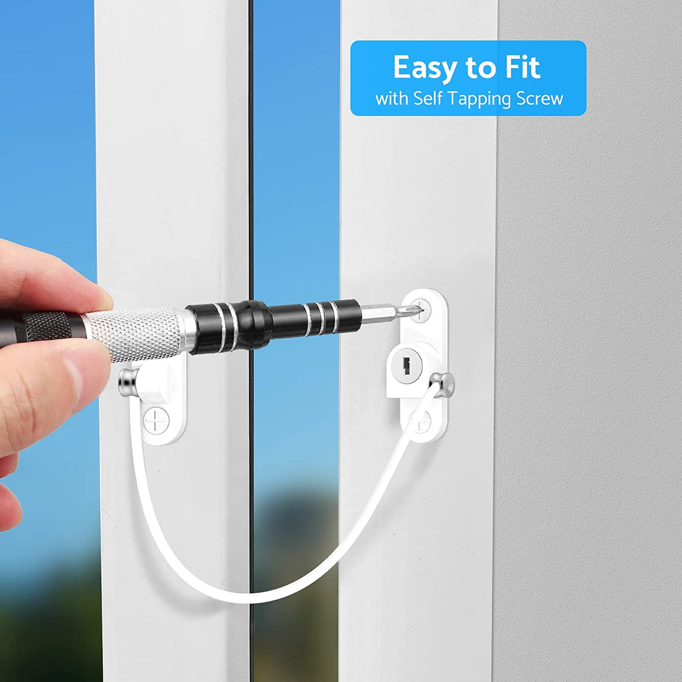 eSynic 6pcs Kids Window Restrictor Locks Window Lock UPVC - White