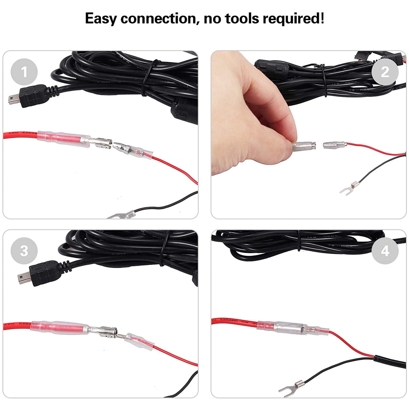 eSynic Dash Cam Hardwire Kit For Mini USB & Micro USB Dash Cam & 12V-24V Vehicles