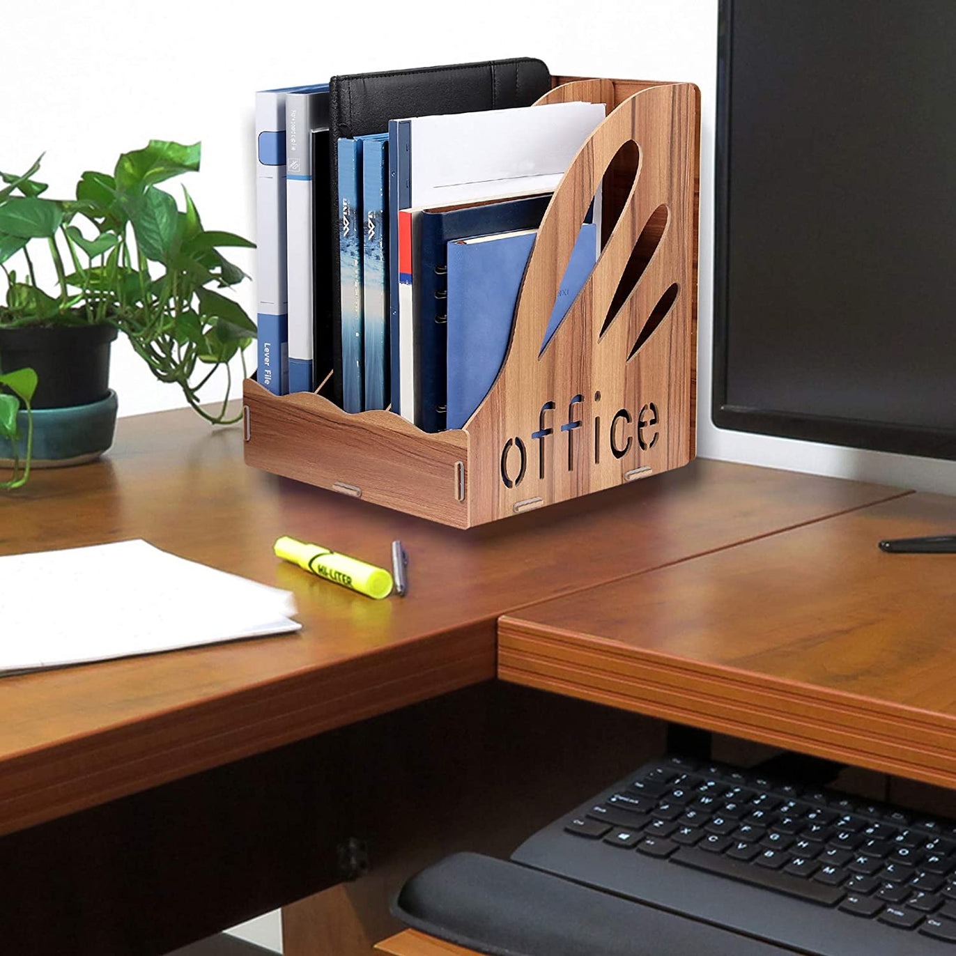 eSynic Triple Magazine Rack Files Folder