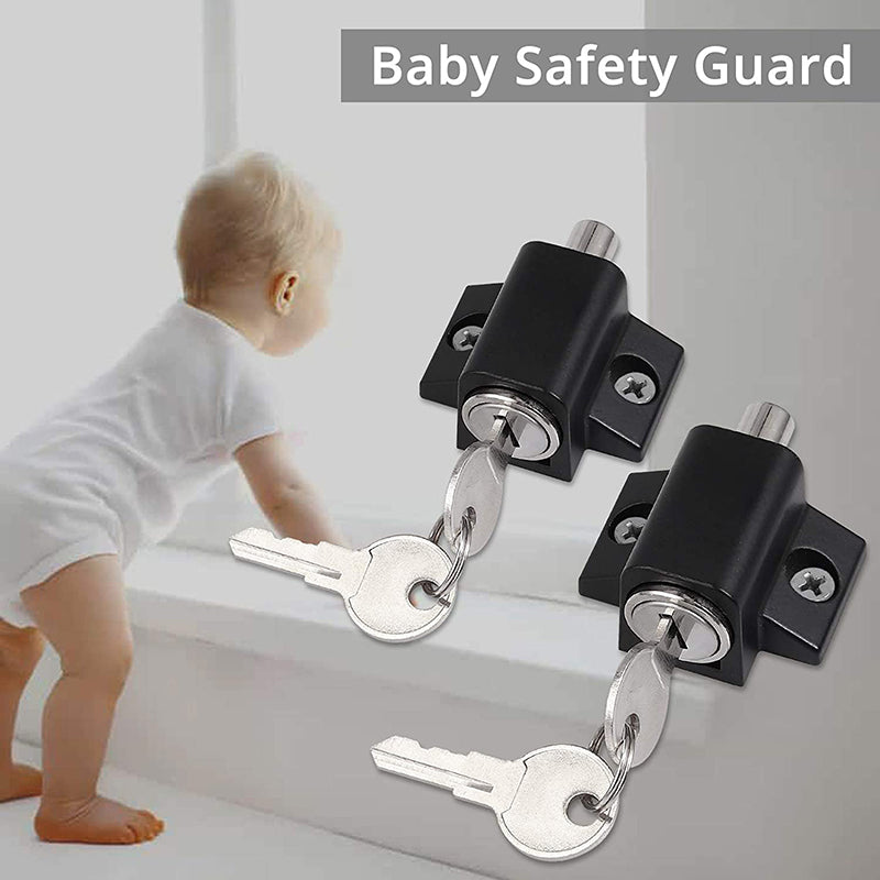 eSynic 2Pcs Sliding Patio Lock - Black