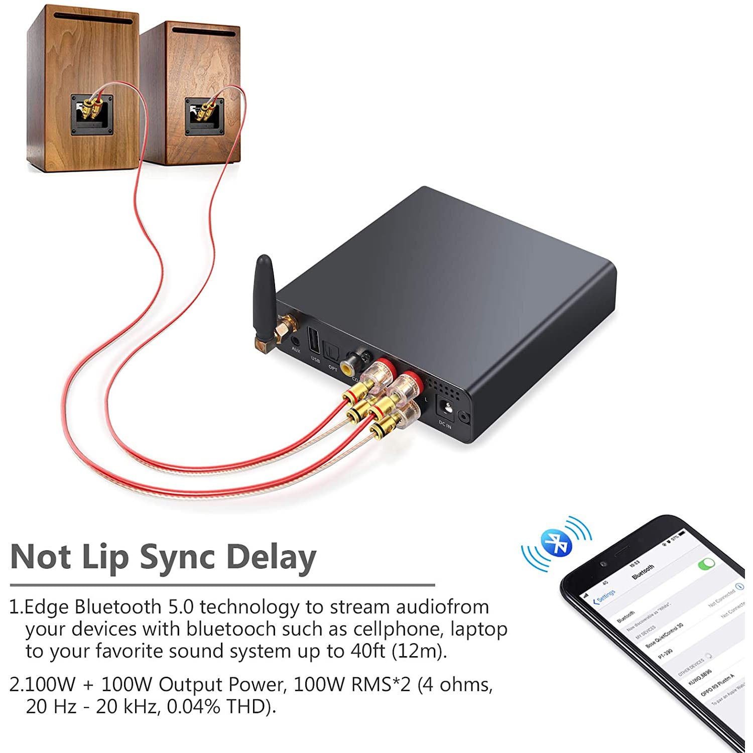 eSynic Bluetooth 5.0 Receiver Stereo Audio Amplifier
