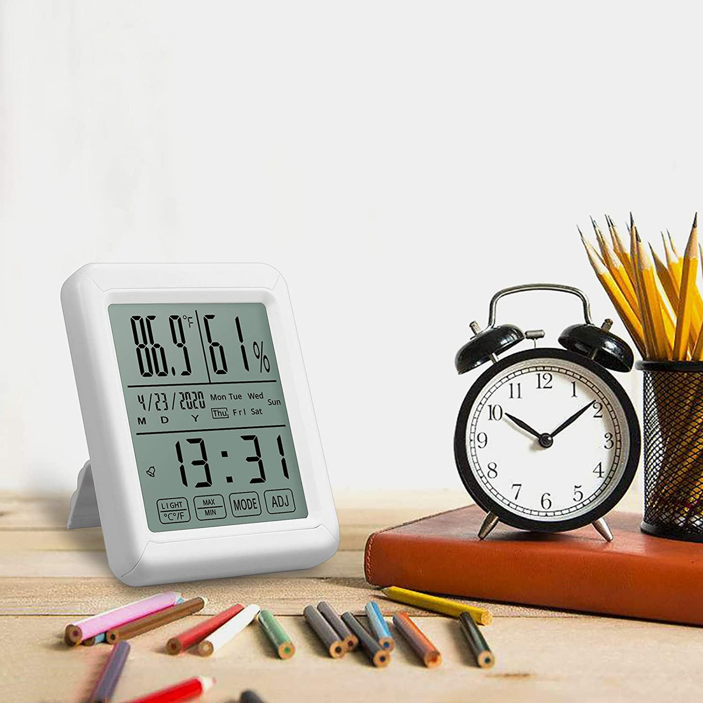 eSynic Touch Screen Backlight Touchable Digital Hygrometer Thermometer