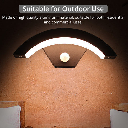 Modern18W LED Outdoor Single Wall Light Curved Stylish Garden Lamp 220V Aluminum