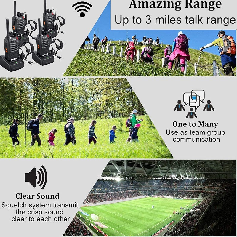 eSynic 4Pcs Professional Rechargeable Walkie Talkies 2 Way Radio