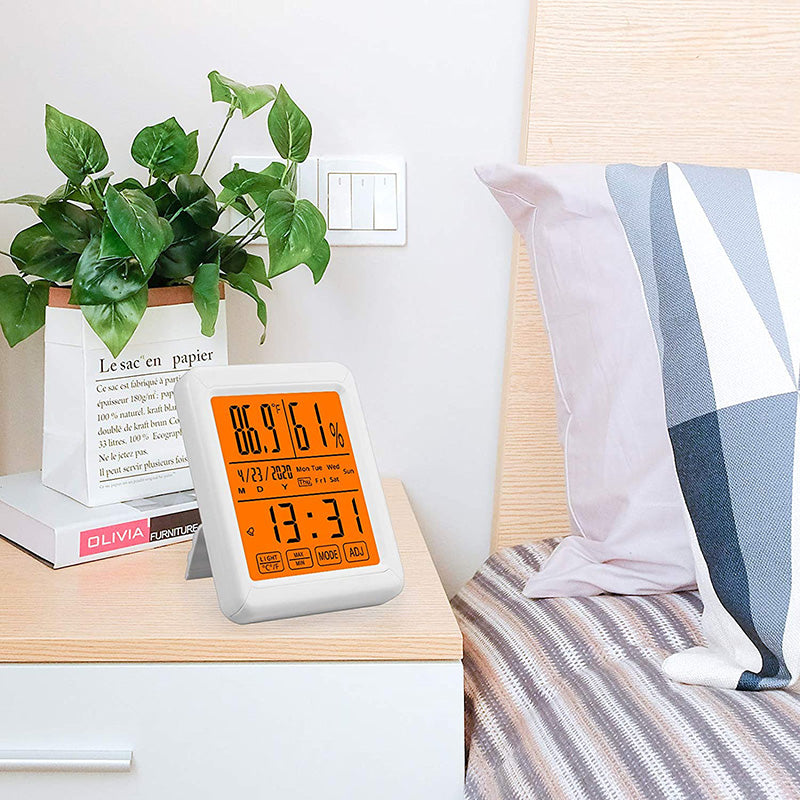 eSynic Backlight Touchable LCD Temperature Hygrometer Thermometer