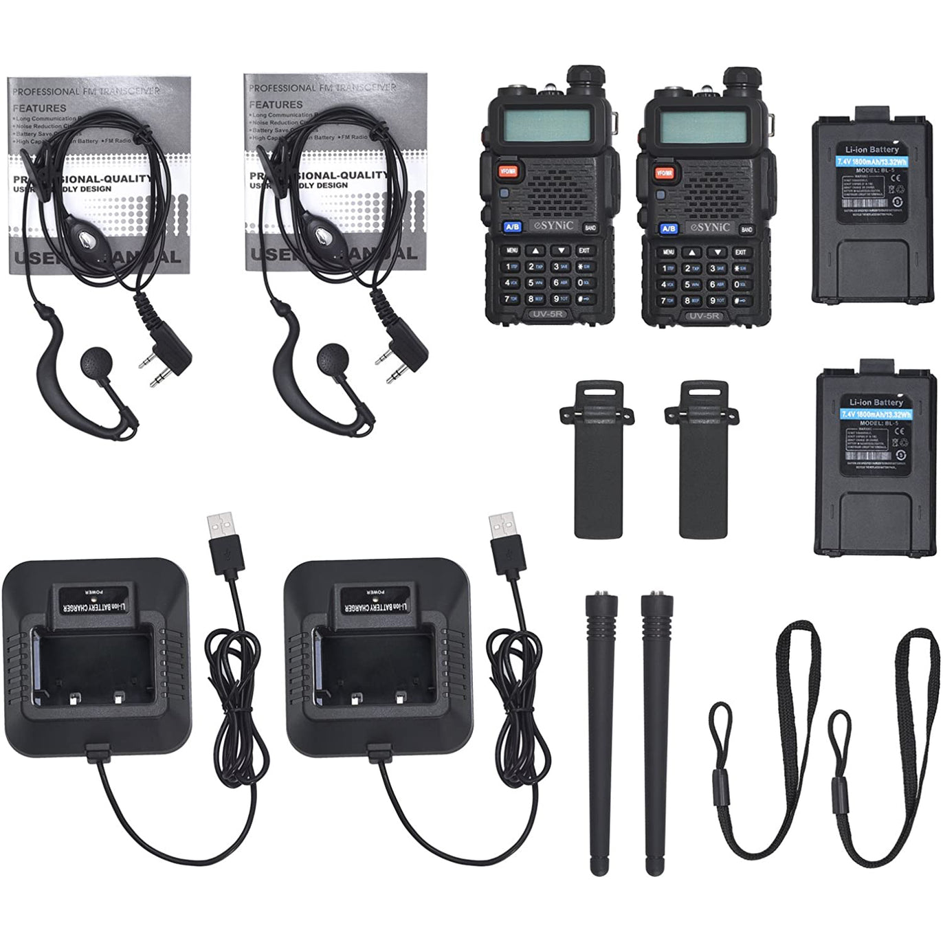 eSynic 2Pcs UV-5R Walkie Talkie