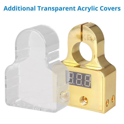 eSynic Digital Car Battery Terminal Connectors LED Voltmeter 0/4/8/10 Gauge Power Post