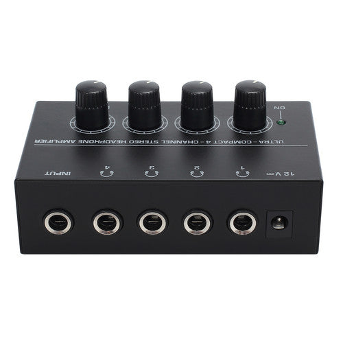 HA400 4-Channel Headphone Amplifier Audio Stereo Amp 6.35mm TRS Adapter Portable