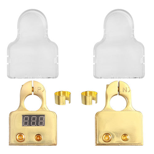 eSynic Digital Car Battery Terminal Connectors LED Voltmeter 0/4/8/10 Gauge Power Post