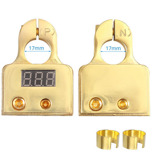 eSynic Digital Car Battery Terminal Connectors LED Voltmeter 0/4/8/10 Gauge Power Post
