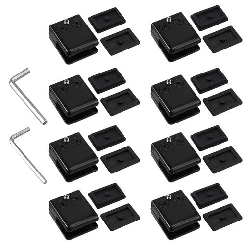 eSynic 8x Stainless Steel Glass Clamps Square Clip Bracket Holder for 8-10mm Balustrade